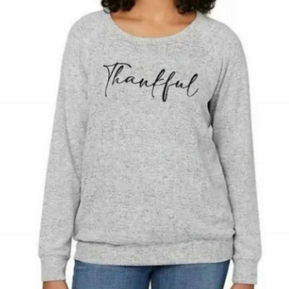Buffalo Graphic Pullover Women's XXL Gray Cozy Super Soft Stretchy Gratitude